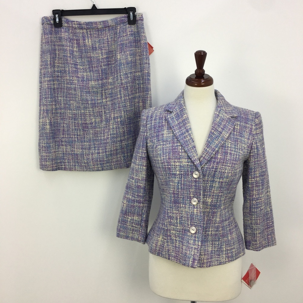 NWT Oscar De La Renta Purple Confetti Skirt Set